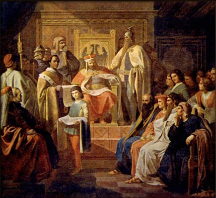 カレル4世によるプラハ大学創設の絵画